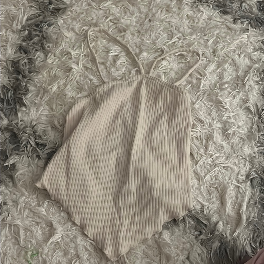 Wild Fable Cream Asymmetrical Ribbed Camisole